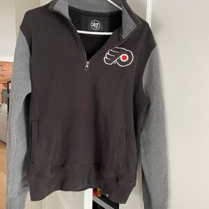 47 Brand Black and Gray Zip-Up Men's Sweater